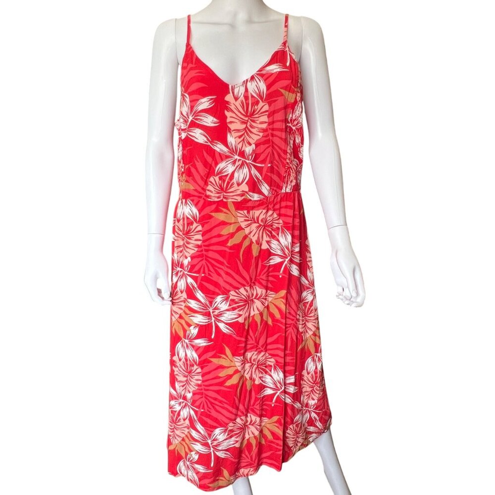 Roxy Land Of Life Burnt Orange Floral Midi Eco-Friendly Dress Womens Size XL